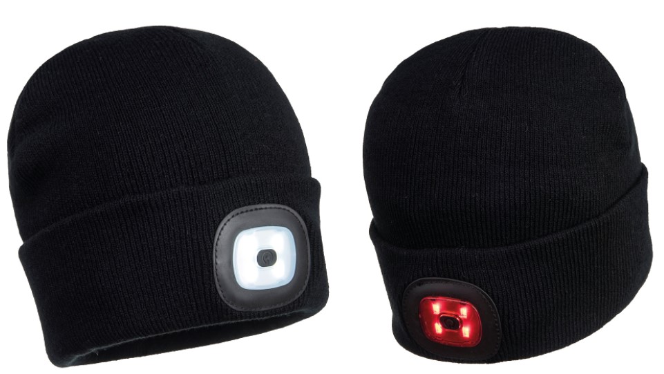 B028 - Bonnet Beanie avec double LED rechargeable