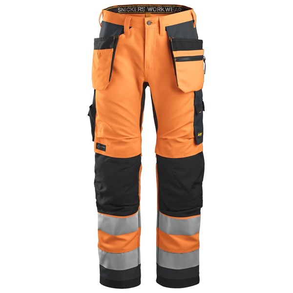 Snickers 6230 - AllroundWork Pantalon+ haute visibilité avec poches holster, Classe 2