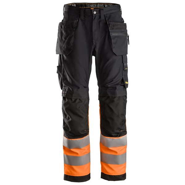 Snickers 6233 - AllroundWork Pantalon+ avec poches holster, haute visibilité, Classe 1