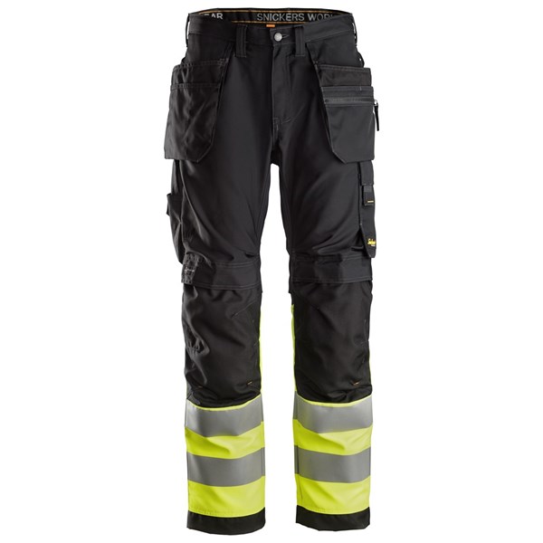 Snickers 6233 - AllroundWork Pantalon+ avec poches holster, haute visibilité, Classe 1