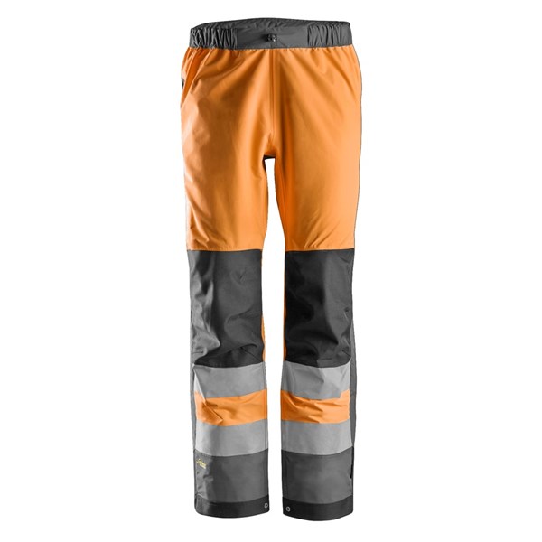 Snickers 6530 - AllroundWork Pantalon Shell imperméable à haute visibilité, Classe 2