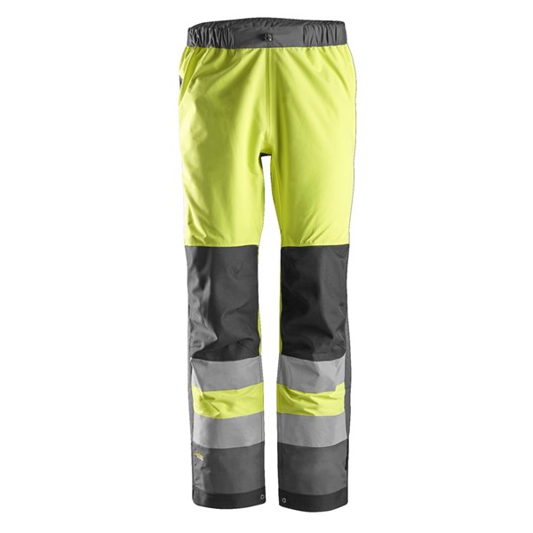 Snickers 6530 - AllroundWork Pantalon Shell imperméable à haute visibilité, Classe 2